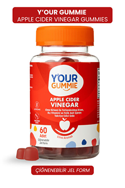Y'our Gummie Elma Sirkeli, Folik Asit, Krom, B12 Çiğnenebilir Jel Vitamin - A...