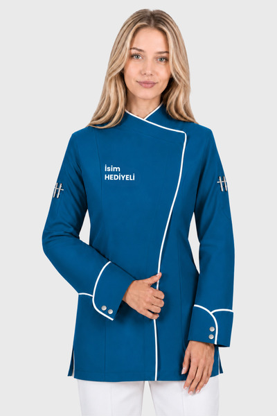 Üniformanya Indigo Blue Women's Chef Jacket with Name Gift Chef Jackets Chef ...