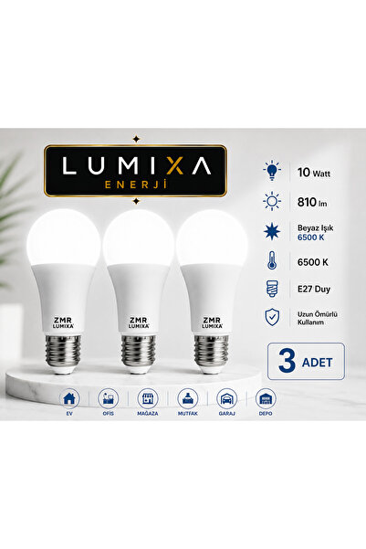 ZMR LUMIXA 10 WATT 810 LM BEYAZ RENK AMPUL 3 ADET