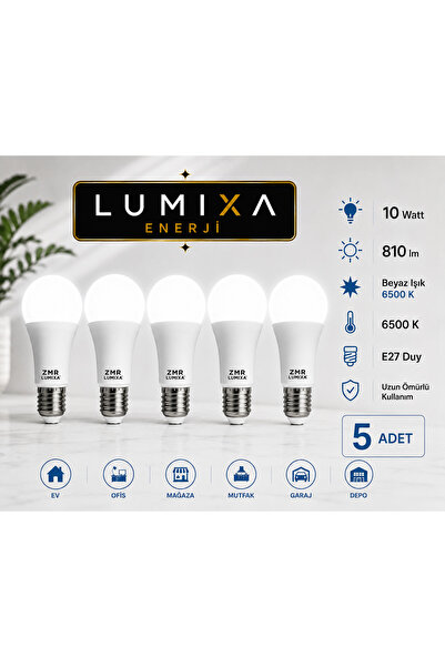ZMR LUMIXA 10 WATT 810 LM BEYAZ RENK AMPUL 5 ADET