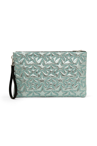 Ecrou Portofoliu și geantă clutch strălucitoare, albastru bebeluș, cu model d...