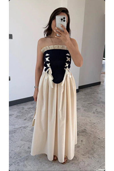 Mzr Collection KADIN BAĞLAMALI ARKA FERMUARLI BOGUM DETAYLI KORSE BLUZ