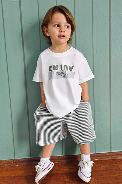 Breeze Boy's Shorts Set with Lettering Printed Shorts and Lacing Accessories,...