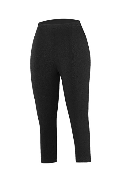 YILDIZ Plus Size Sa likrom Kapri helanke ispod kolena crne 3656