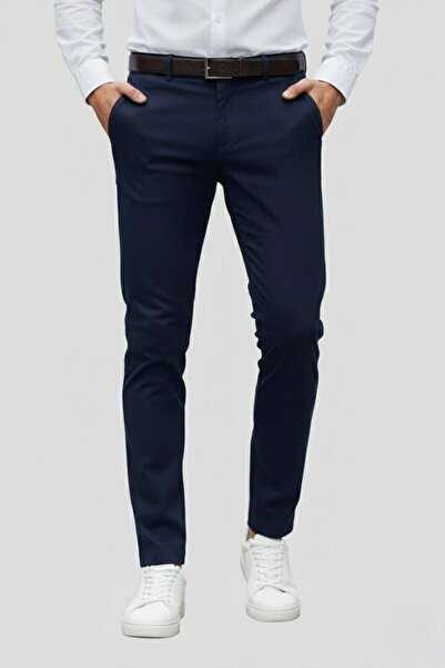 Efor Slim Fit Yan Cep Esnek Pamuklu Lacivert Chino Pantolon P 1088