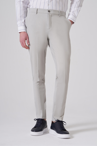Morven Pantaloni slim fit pentru bărbați, cu elastic lateral, Stone Trend