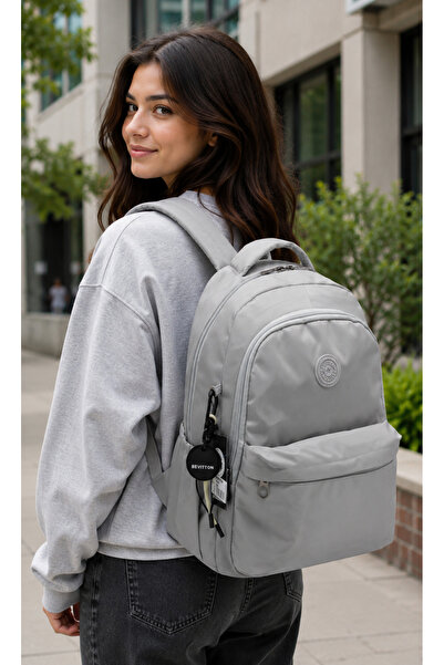 Bevitton 2200 Gray Water Resistant Fabric School Bag Unisex Daily School Back...
