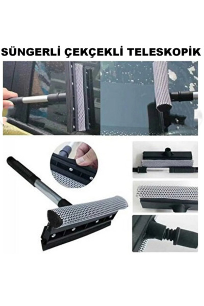 çeçem ticaret Çift Taraflı Süngerli Teleskopik Saplı Mop Cam Silme Aparatı