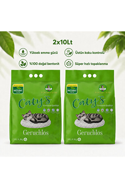 Catys Aktif Karbonlu Süper Hızlı Topaklanan Kedi Kumu Natural 10Ltx2 Adet