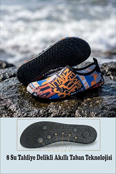 Sea&Blue Colorful Lettered Non-Slip Silicone Sole Children's Sea Shoes - Beac...