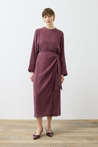 PRİME GROUND SILK DOUBLE SKIRT SET - BURGUNDY