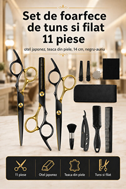 Regal Bliss Foarfece profesionale de tuns si filat, ®, 14 cm,11 piese