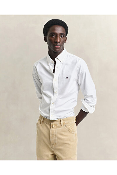 Gant Erkek Beyaz Slim Fit Klasik Yaka Oxford Gömlek