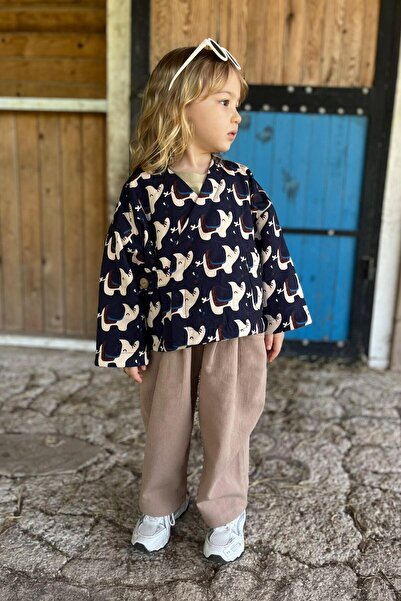 Mioma Kids Kruvaze Fil Desenli Ceket