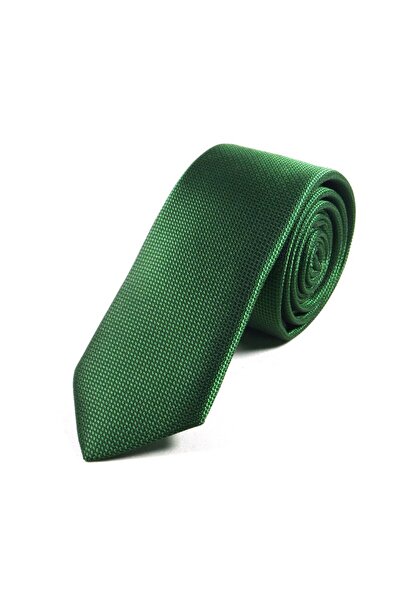 Sade Kravat Duck Head Green Plain Thin Tie 16224 Green