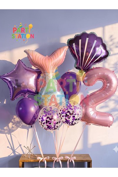 Parti Station Mermaid Concept 2 Year Old Balloon Mermaid Birthday Set Age Bal...