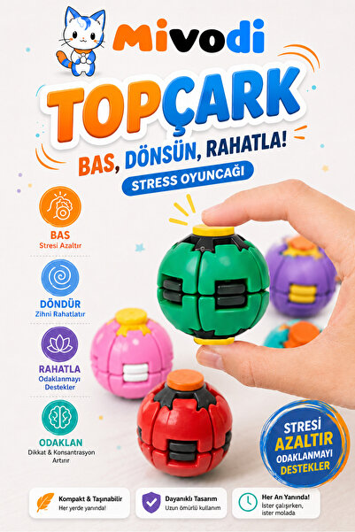 Mivodi Hobinin 3 Boyutlu Hali Topçark — Dance, Turn, Relax! Stress Toy (Green)