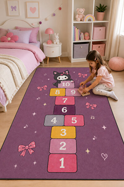 Rose Blanche Home Çocuk Odası Halısı Dijital Baskılı Kaymaz Taban Yıkanabilir...