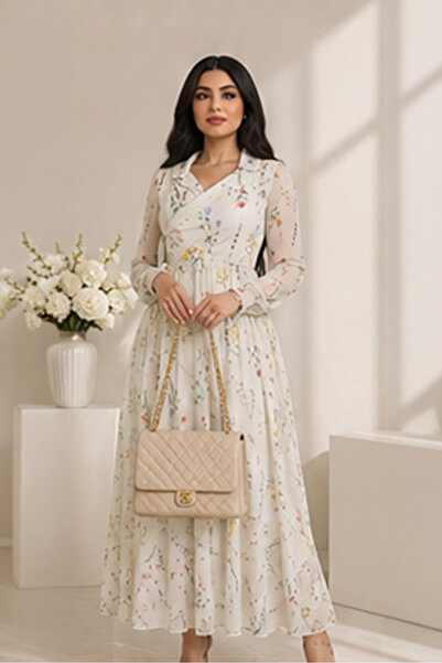 Stylish Fashion فستان من ستايلش فاشن تركي أنيق مورد بربطات جانبية