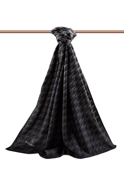 Vissona KREP KAZAYAĞI DESENLİ GRİ RENKLİ 75X195 KIRIŞMAZ ŞAL