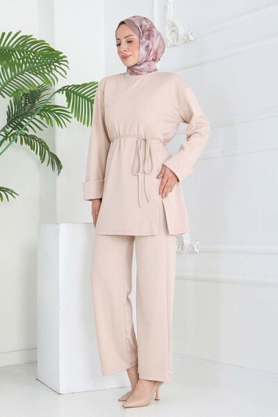 Generic Brand Set modal cu detalii cu nasturi - 28013-KREM