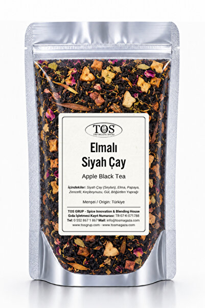TOS The Organic Spices الشاي الأسود - 100 جرام شاي التفاح الأسود مع التفاح ال...