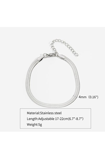 Choice 4mm Silver Color 3mm Silver Color Stainless Steel Flat Chain Bracelet ...
