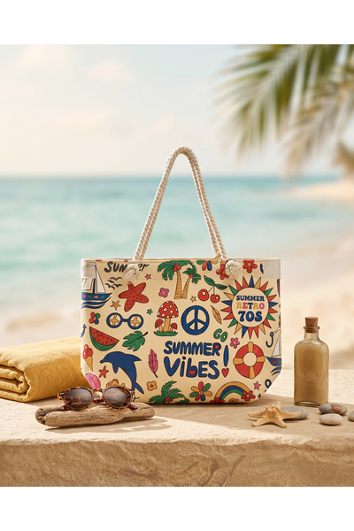LYRA Bags & Accessories Plaj Çantası Fermuarlı ve Astarlı Geniş Hacim