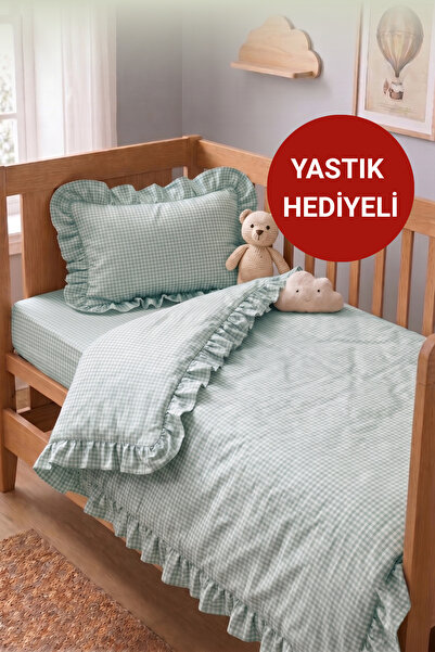 Miruza Ev Tekstili طقم غطاء لحاف أطفال بتصميم كشكش عتيق الطراز |   100% قطن ب...