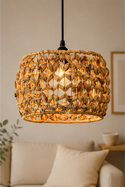 Lambadar Ring Model Tekli Rattan Bambu Modern Tasarım İskandinav Bohem Sarkıt...