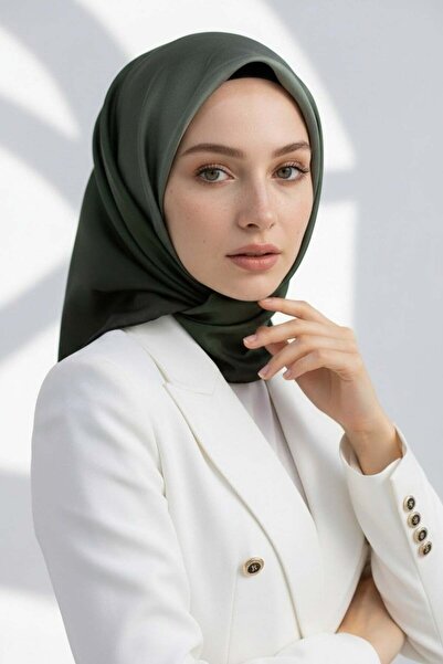Vissona %100 Twill İpek Degrade Desenli Haki Renkli 90x90 Eşarp Dikim Şekli :...