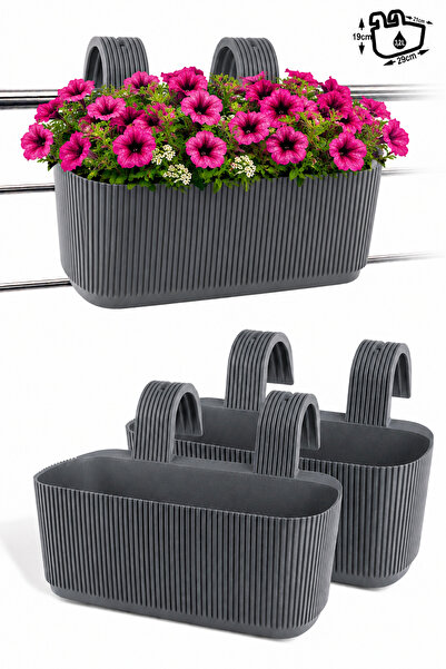 ToXA 2'li Pera Askılı Balkon Saksısı Seti 3,2 Litre (29cm) Ayarlanabilir Deng...