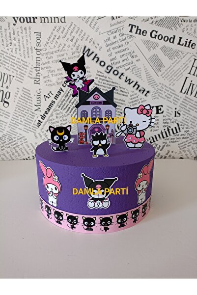 DAMLA PARTİ Kuromi Maket Pasta Tek Katlı , Kuromi Doğum Günü Parti Malzemeleri