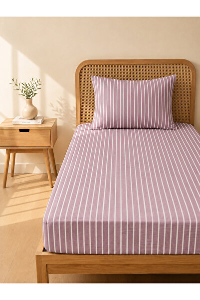 Boreas Home Комплект еластичен чаршаф и калъфка за възглавница Lines Premium ...