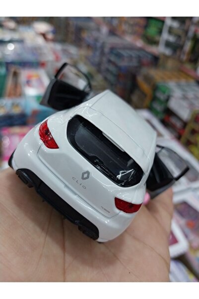 OYUNCAKSAHİLİ Renault Clio Diecast Metal 11.5cm Araba Kapılar Açılır 1.36 Çekbırak Motorlu Beyaz Reno Clıo Koleksiyon Model Metalic Beyaz