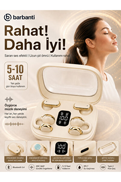 Barbanti ANC 2’si 1 Arada Kablosuz Bluetooth Kulaklık Kulak İçi ve Kulak Klip...