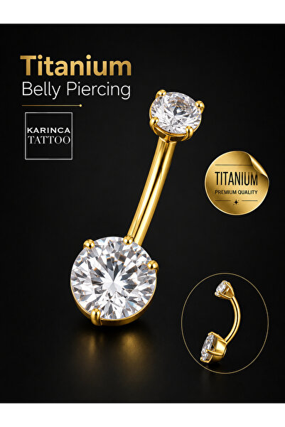 Karınca Piercing Zirkon Taşlı Titanyum Göbek Piercing Karınca Tattoo