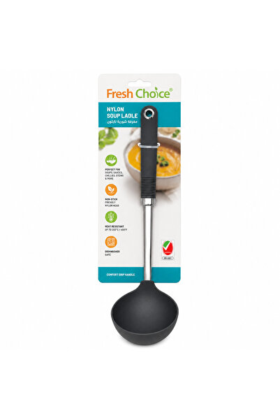 Fresh Choice Nylon Soup Ladle 203C Heat Resistant Soft Grip Dishwasher Safe N...