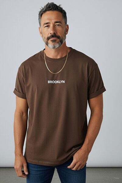 Altamira Erkek Kahverengi Brooklyn Baskılı Tshirt