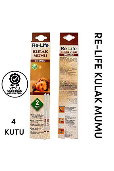 Relife Doğal Kulak Temizleme Mumu Çubuğu Vakumlu Ear Candle 4 Kutu 8 Adet