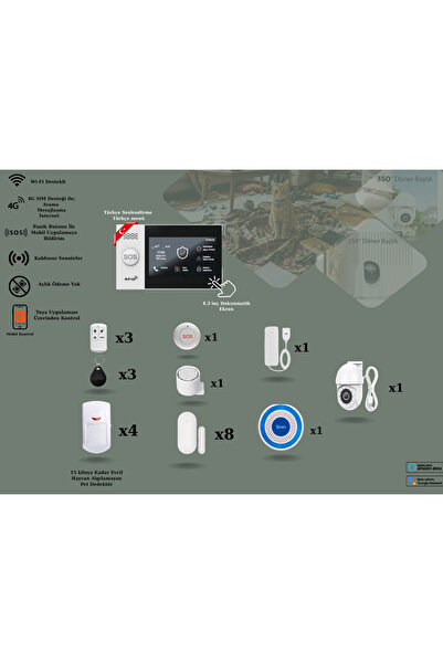 Akıllı Güvenlik Pet Destekli Alarm Sistemleri + Dış Mekân Ptz Hd Kamera - Ev ve Iş Yeri Orta Plus