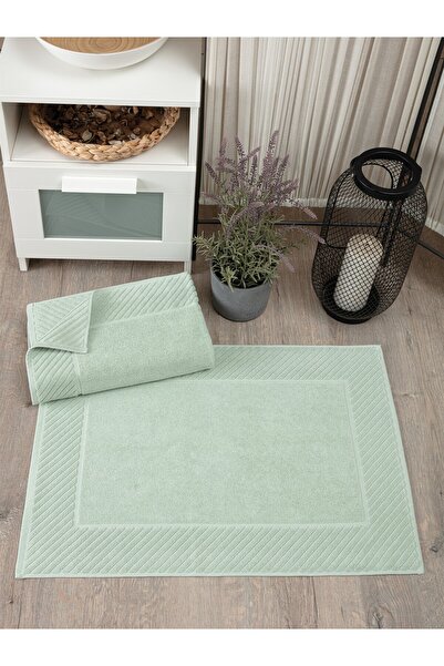 Sevim Set of 2 Diagonal Striped Foot Towels - 100% Cotton Towel Set - 50X70 c...