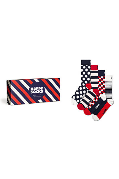 Derimod Happy Socks Мъжки тъмносини памучни чорапи, комплект от 4 чифта XBDO0...