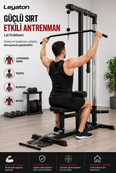 Clifton Çok Fonksiyonlu Fitness İstasyonu Lat Pull-Down Cable Antreman Bar Ma...