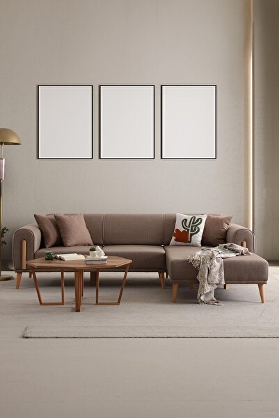 Ak sofa LEON SAĞ KÖŞE KAHVERENGİ