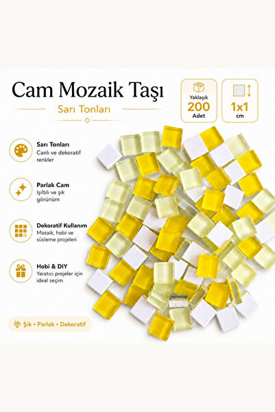 Vox Art Cam Mozaik Taşı 1*1cm 200 Adet Karışık Renkler (Sarı)