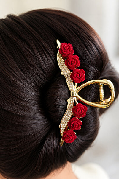 TREND COLLECTİON Special Design Vip Gold Metal Latch Buckle with Red Rose and...