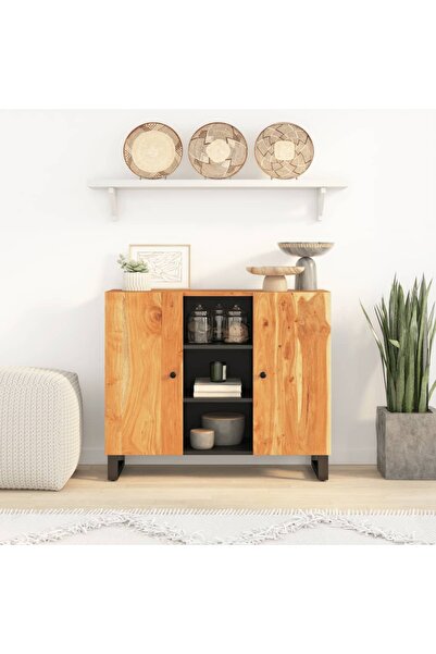 Concept Servantă cu 2 uși, 90x33x75 cm, lemn masiv de acacia