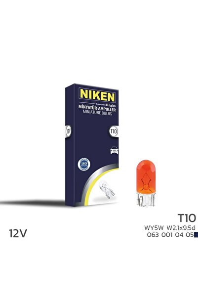 Universal Niken 12V T10 Park Ampulü (W5W) Amber W2.1X9.5D 10 LU