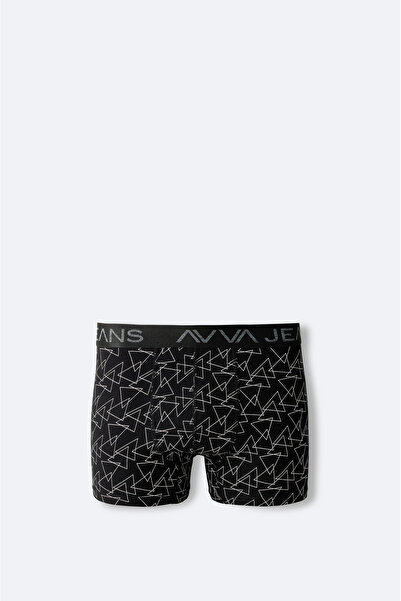 Avva Men's Black Patterned Cotton Single Regular Fit Boxer A42Y9533